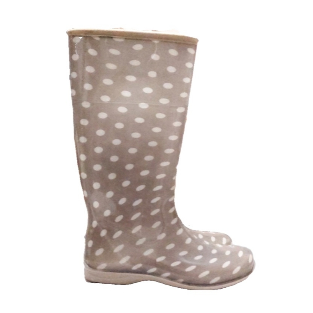 New! Itasca Womens 10M Gray Polka Dot Tall Rain Boots - Picture 6 of 8